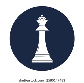 Chess piece king queen logo strategy game isolated concept. Vector flat graphic design illustration