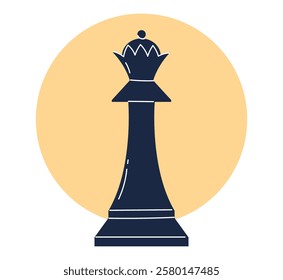 Chess piece king queen logo strategy game isolated concept. Vector flat graphic design illustration