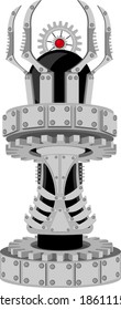 Chess piece king in the steampunk style. Vector illustration on the theme of Board games and steampunk.