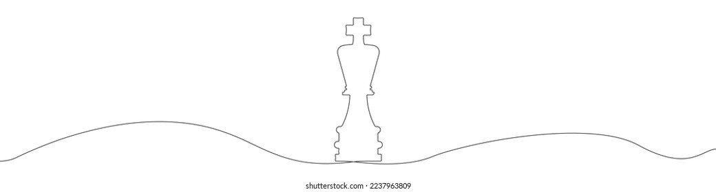 Chess piece king vector. kings vector linear icon. The chess king is drawn with a continuous line. A continuous line in the shape of a chess king. Outline king vector.