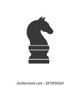 Chess piece knight icon isolated on white background. Black chess horse in flat style