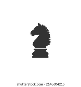 Chess piece knight icon isolated on white background. Black chess horse in flat style