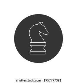 Chess piece knight line icon isolated on white background. White chess horse in flat style