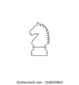 Chess piece knight line icon isolated on white background. Black chess horse in flat style