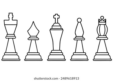 Chess Piece line art detailed illustrations