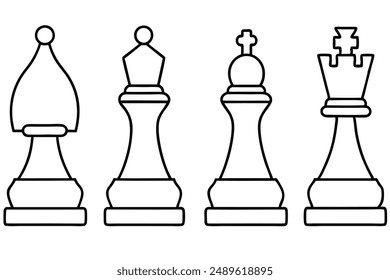 Chess Piece line art timeless drawings