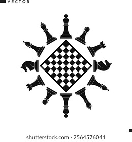 Chess piece logo. Board game emblem