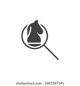 Pieza de ajedrez con un Vector de lupa. signo plano relleno para concepto móvil y Diseño web. Icono de glifo de Estrategia SEO. Símbolo, ilustración del logotipo. Vector gráfico