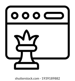 Chess piece on web page, web strategy icon