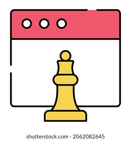 Chess piece on web page, concept of digital strategy