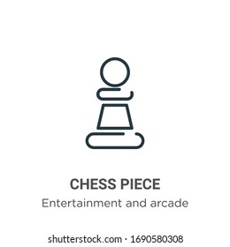 Chess piece outline vector icon. Thin line black chess piece icon, flat vector simple element illustration from editable entertainment and arcade concept isolated stroke on white background