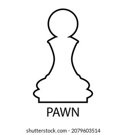A chess piece is a Pawn. Outline of a chess piece. Vector illustration isolated on a white background for design and web.