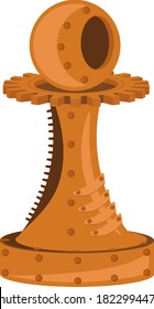 Chess piece pawn in the steampunk style. Vector illustration on the theme of Board games and steampunk.