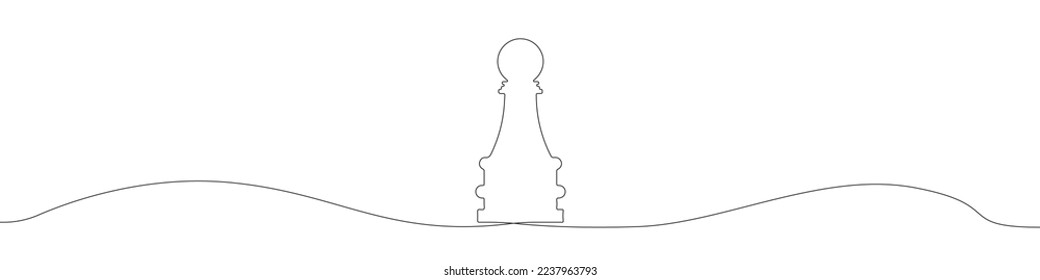 Chess piece pawn vector. pawns vector linear icon. The chess pawn is drawn with a continuous line. A continuous line in the shape of a chess pawn. Outline pawn vector.