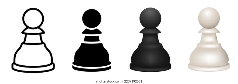 Chess piece. Pawn. Vector set. Clipart isolated on white background.