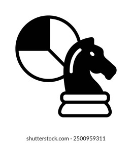 Chess piece with pie diagram denoting the concept of business strategy modern icon