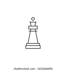 Chess Piece Queen Related Vector Thin Line Icon. Isolated on White Background. Editable Stroke. Vector Illustration.