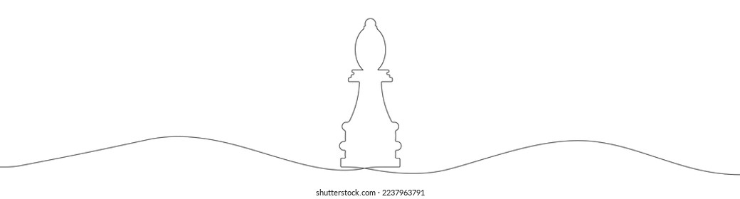 Chess piece queen vector. Queens vector linear icon. The chess queen is drawn with a continuous line. A continuous line in the shape of a chess queen. Outline queen vector.