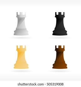 Chess piece rook. Vector illustration. Vector icon.