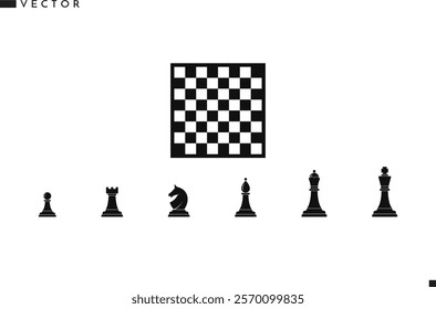 Chess piece silhouette. Board game vector. Chess piece icon set 