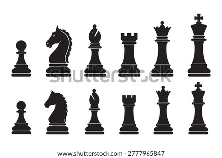 Chess Piece Silhouette Minimal Vector Illustration