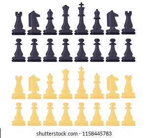 Chess piece symbol design art leisure strategy. Sport pictogram game concept vector dice board. Figure king, queen, bishop, knight, rook, pawn. Illustration play set. Education background icon.