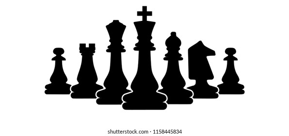Chess piece symbol design art leisure strategy. Sport pictogram game concept vector dice board. Figure king, queen, bishop, knight, rook, pawn. Illustration play set. Education background icon.