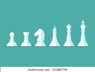 Chess piece vector icons set. king queen bishop knight rook pawn