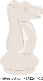 Chess piece white knight. Vector illustration isolated on white background.