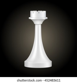 Chess piece white rook isolated, look like realistic, vector illustration