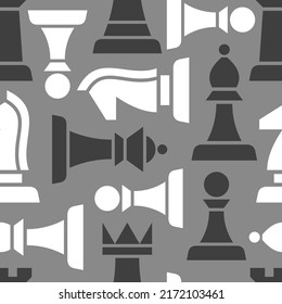 Chess pieces. Abstract seamless pattern.