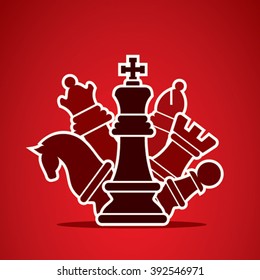 chess pieces arrange in style manner design vector 