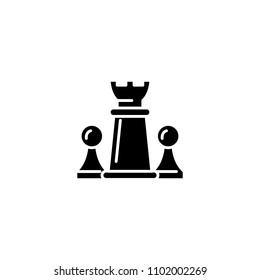 Chess pieces black icon concept. Chess pieces flat  vector symbol, sign, illustration.