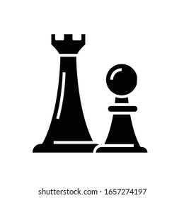 Chess pieces black icon, concept illustration, vector flat symbol, glyph sign.