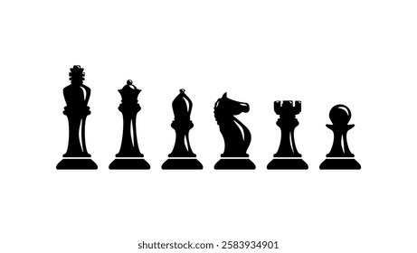 chess pieces , black isolated silhouette