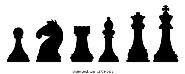 Chess pieces black silhouettes. Game concept image