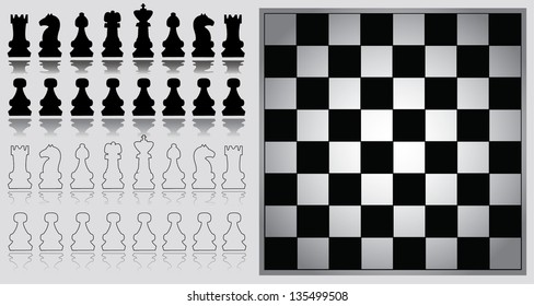 Chess pieces with chessboard