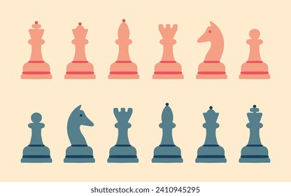 Chess pieces, Chessmen. Vector Illustration.