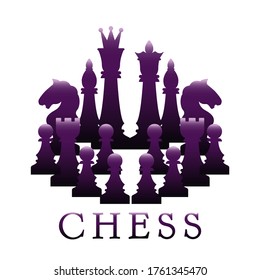 Chess pieces collected in a composition. Vector illustration. Set for registration of advertising of a chess theme.