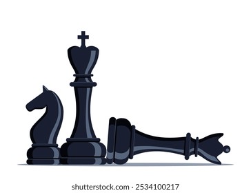 Chess pieces composition. Sports and intellectual game, strategy. Vector illustration