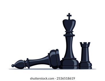 Chess pieces composition. Sports and intellectual game, strategy. Vector illustration