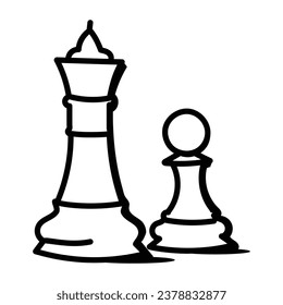 Chess pieces denoting strategy in doodle icon