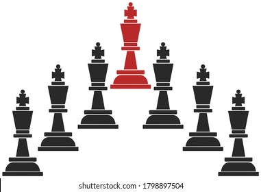 Chess pieces depicting first among equals in corporate life.