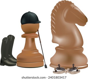 Chess pieces depicting horsemanship- horsemanship-