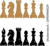 Chess Pieces Eps, Chessboard Pieces Eps, Chess Pieces Silhouette - Chess Pieces Eps - King, Queen, Knight, Pawn, Horse Eps, Bishop, Rook, Silhouette, clipart Digital Download