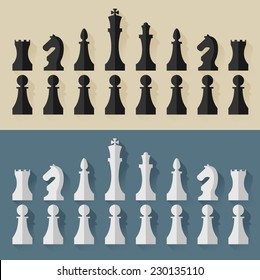 Chess pieces flat design style. Vector.