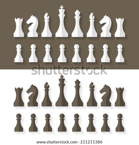 Chess pieces flat design style. Vector.