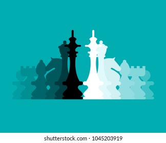 Chess Pieces Flat Design vector Background