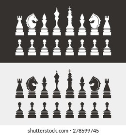 Chess pieces flat style. Vector.