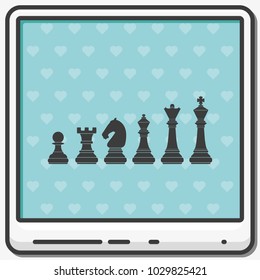 Chess pieces flat vector icon.